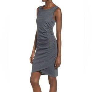 Leith Ruched Tulip Hem Tank Dress in Heathered Gray Size Medium